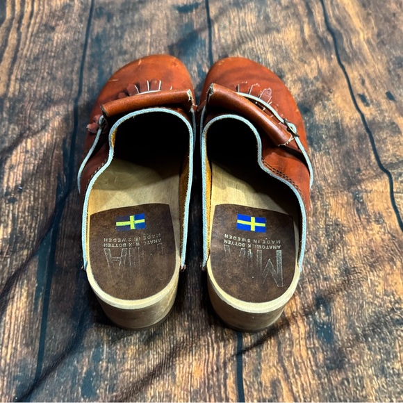 MIA Kiltie Leather Wooden Swedish Clogs in Brown EU 40 - Picture 5 of 11
